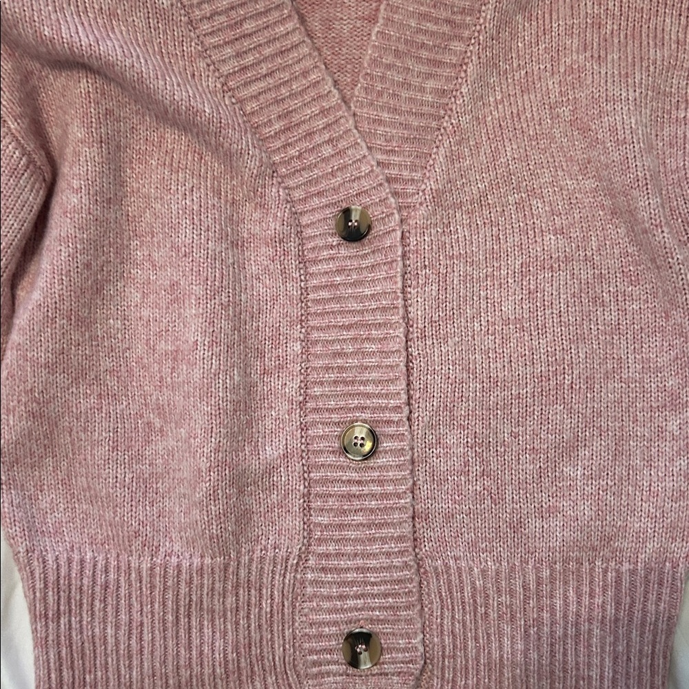 Zenana Outfitters Blush Pink V-Neck Cardigan Sweater Polyester Women’s Size M - Picture 4 of 6